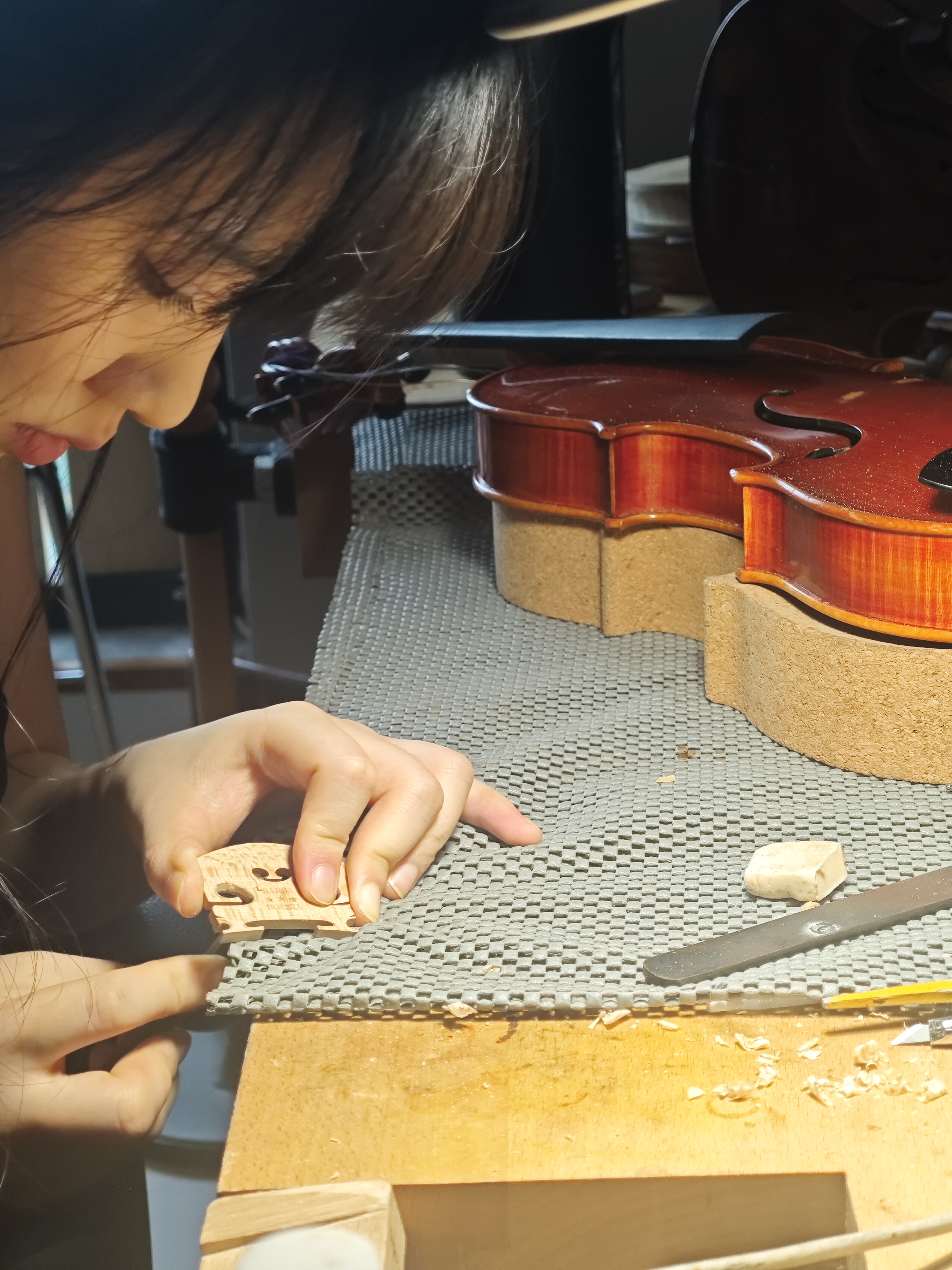 Violin making bench and tools